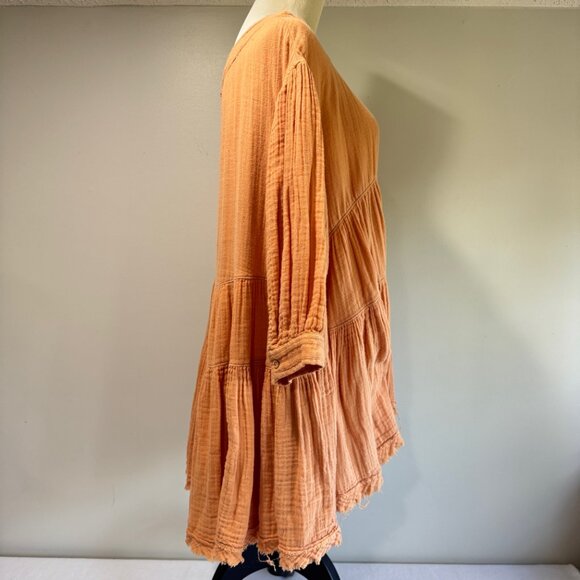 FREE PEOPLE Cotton Muslin Peach Tiered Tunic - Picture 4 of 10